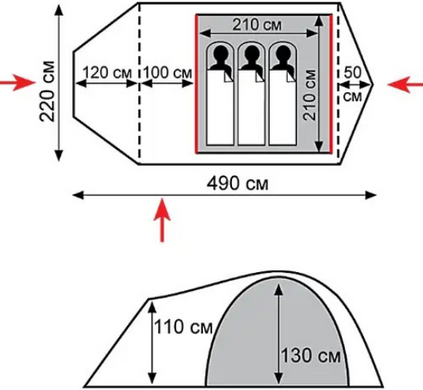 Намет Tramp Cave 3 (V2), TRT-021