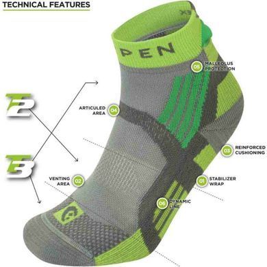 Thermal socks Lorpen X3TPE Trail Running Padded Eco grey/green M
