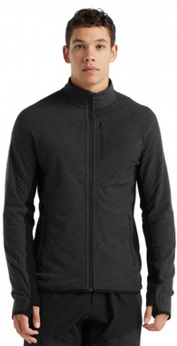 Thermal jacket for men Icebreaker Descender LS Zip JET hthr/black, XL