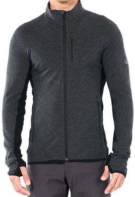 Thermal jacket for men Icebreaker Descender LS Zip JET hthr/black, XL
