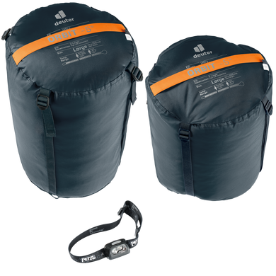 Спальник Deuter Orbit -5° Large "мандариновий-чорнильний", 3701822 9314 1, L (лівий)