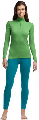 Thermal T-shirt for women Icebreaker BF 200 Oasis LS Half Zip Stripe WOMEN frond, XS