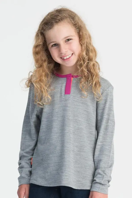 Термофутболка з довгим рукавом дитяча Icebreaker JN BF 260 Amity LS Crewe GIRL metro/magenta 6