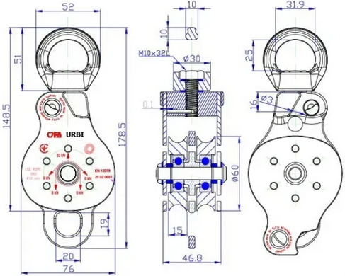Double pulley with swivel First Ascent Urbi, FA 1413