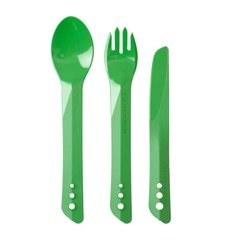 Ложка, виделка, ніж пластикові Lifeventure Ellipse Cutlery, green