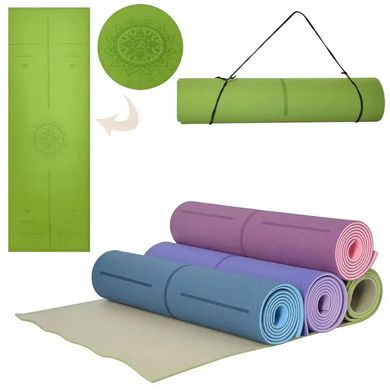 Mat for fitness and yoga TPE+TC 6 mm, yogaTPE+TC 6 pictured green-black, Green