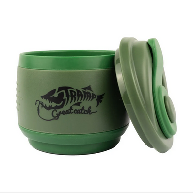 Foldable silicone mug with lid Tramp 350 ml olive, UTRC-082-olive
