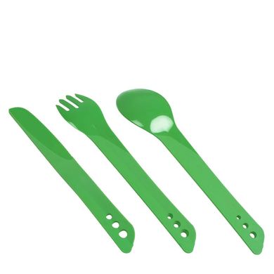 Ложка, виделка, ніж пластикові Lifeventure Ellipse Cutlery, green