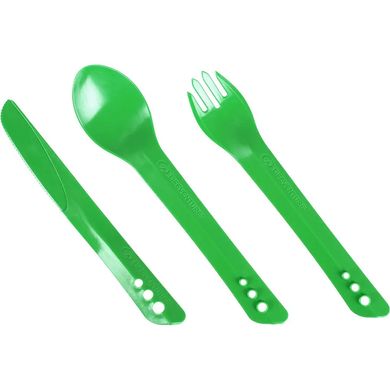 Ложка, виделка, ніж пластикові Lifeventure Ellipse Cutlery, green