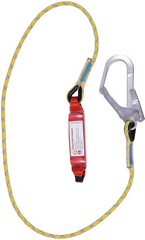 Single lanyard with integrated energy absorber and carabiner First Ascent 170 cm made of static rope, FA 317A