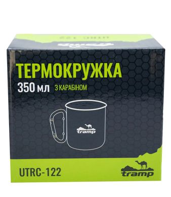 Thermal mug with carabiner Tramp 350 ml olive, olive