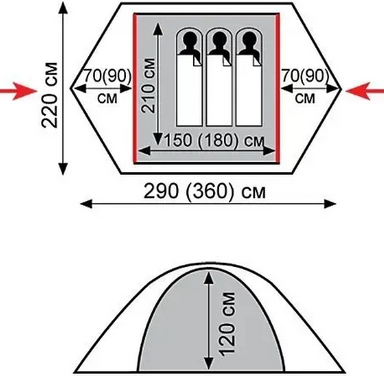 Намет Tramp Peak 3 (V2), TRT-026