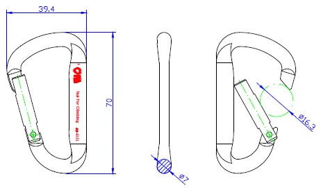 Auxiliary carabiner First Ascent NFC grey, FA 7020 04