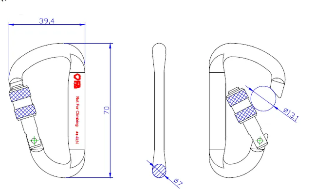 Карабін допоміжний First Ascent NFC з муфтою grey, FA 7019 04