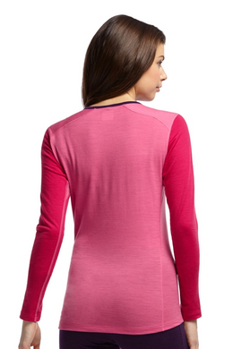 Thermal Long Sleeve T-Shirt for women Icebreaker BF 200 Chakra Zip WOMEN shocking/garnet/vino S
