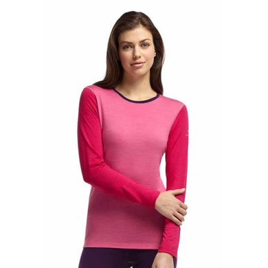 Thermal Long Sleeve T-Shirt for women Icebreaker BF 200 Chakra Zip WOMEN shocking/garnet/vino S